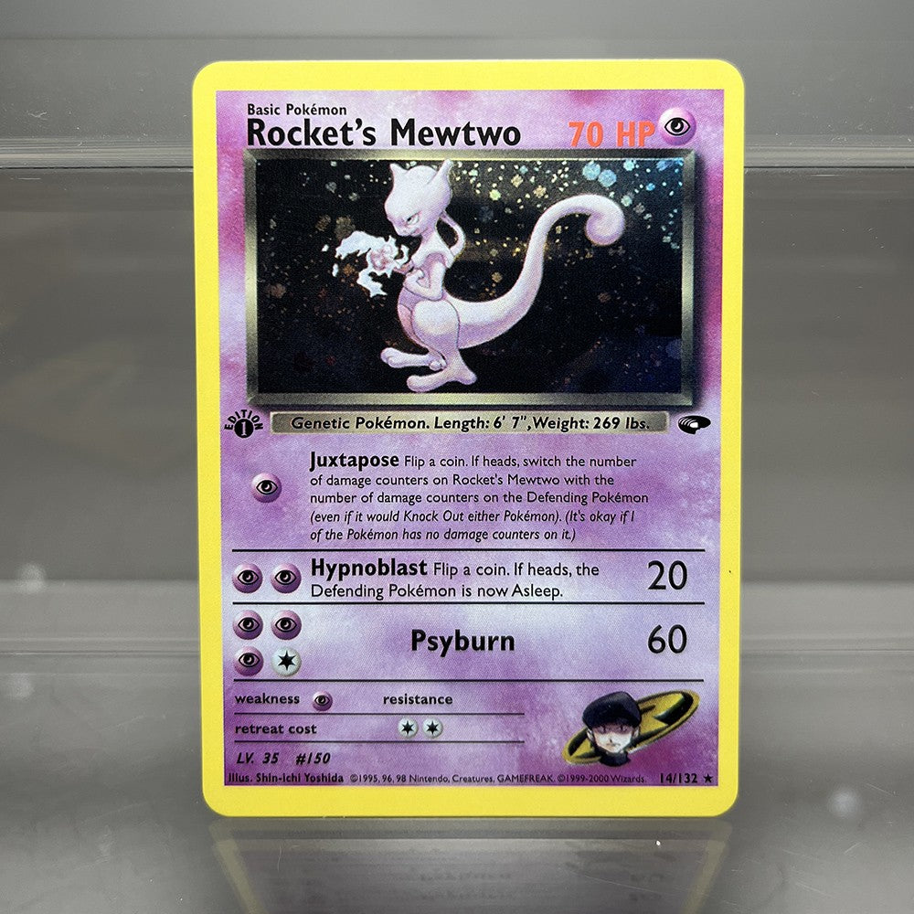 Cartas PROXY PKM Gym-Challenge/Neo-Genesis Lugia Typhlosion Rocket's Mewtwo PTCG Foil Game Collection Cards Game Toys