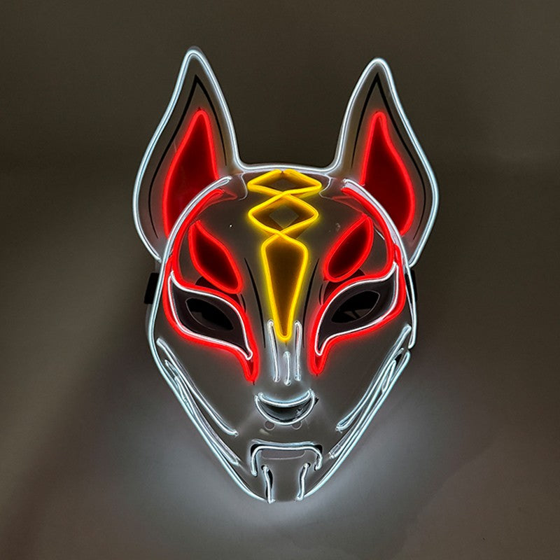 Cool Neon Light up Fox Mask Men Luminous Disguise Masks Glow in the Dark Cosplay Costume Trick or Treat Decoration