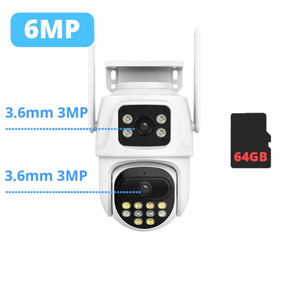 9MP WIFI IP Camera Three Lens Dual Screen With 8X Zoom 6MP PTZ Camera Ai Auto Tracking Security Video Surveillance Camera iCSee