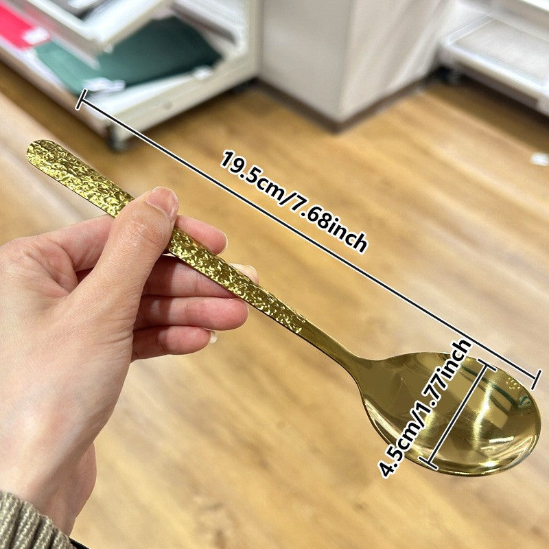 Glacier patterned stainless steel hammer patterned spoon, long handled household dining fork set dinner sets faqueiro