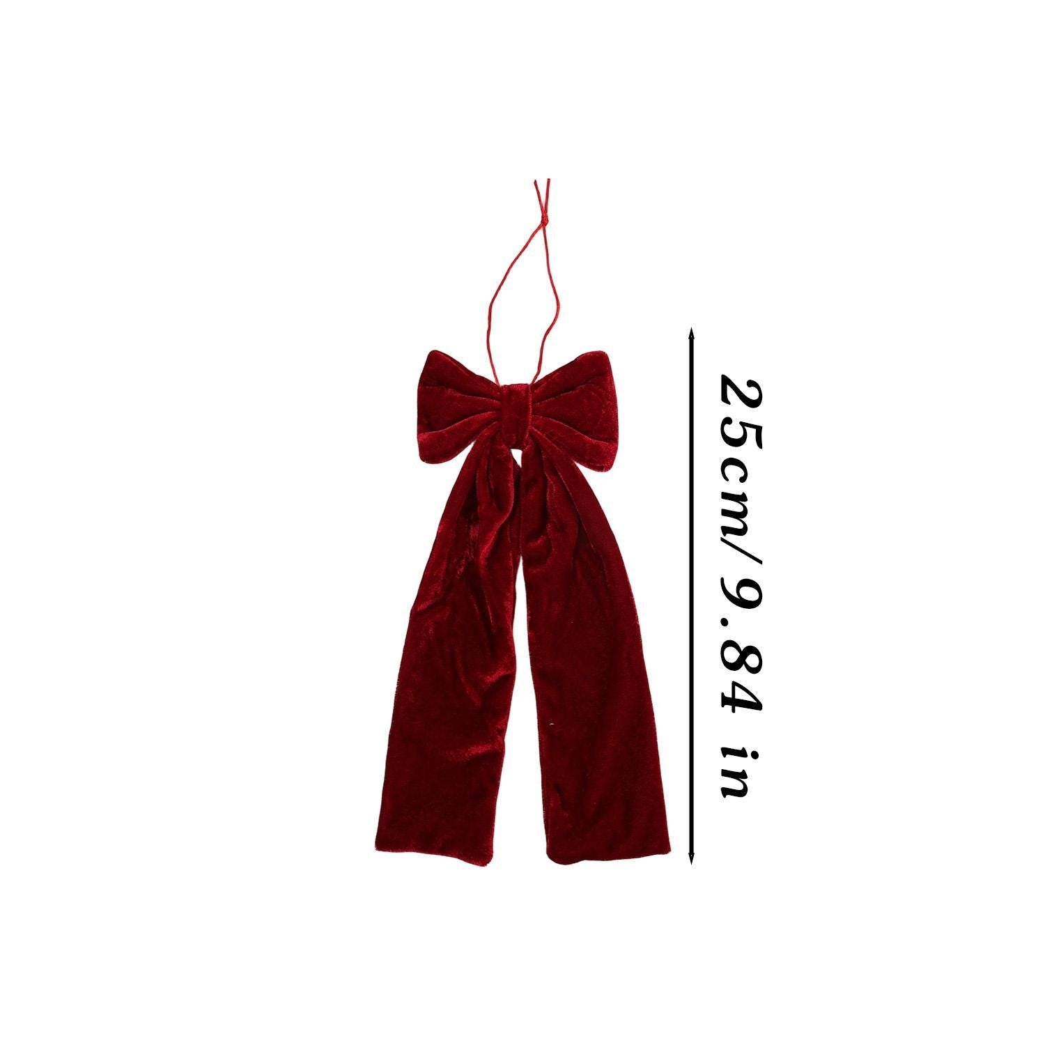 Large Size Bowknot Pendant Hanging Xmas Ornament DIY Home Party Christmas Tree Decorations Velvet Bow Burgundy Style Supplies