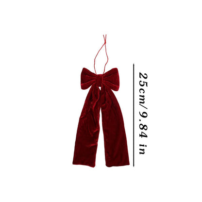 Large Size Bowknot Pendant Hanging Xmas Ornament DIY Home Party Christmas Tree Decorations Velvet Bow Burgundy Style Supplies