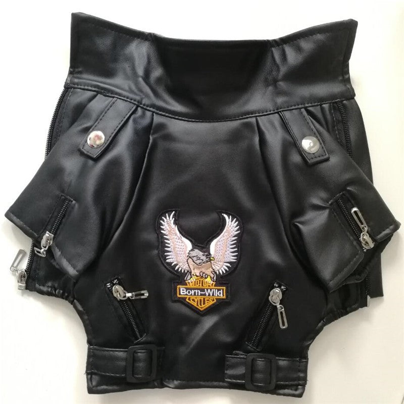 Casaco de Cachorro Padrão Águia Gloriosa Jaqueta de Couro PU Macio Impermeável para Exterior Roupas da Moda para Cães Pequenos (XXS-XXL)