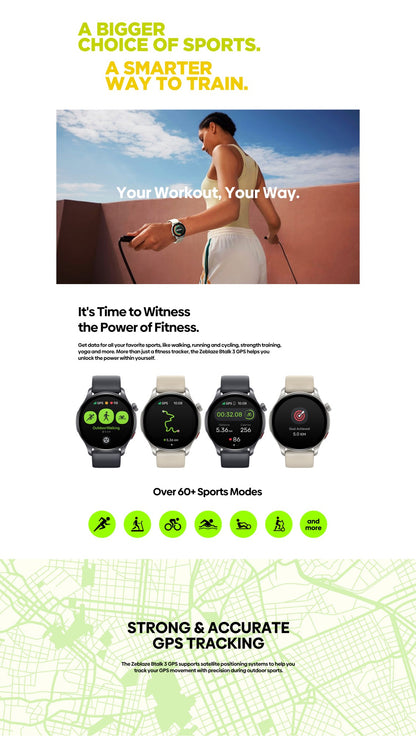 Novo Smartwatch Zeblaze Btalk 3 GPS Tela AMOLED de 1,43" Pulseiras Duplas Fazer/Atender Chamadas Monitoramento de Frequência Cardíaca SpO2 Estresse