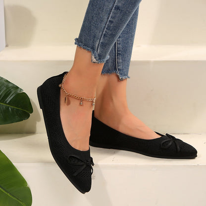 Summer 2024 New Style Pointed Toe Shallow Mouth Breathable Comfortable Casual Flats Shoes Wear-resistant Non-slip Loafers Women