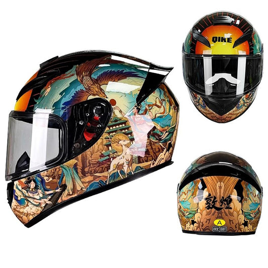 Retro Motorcycle Bluetooth Full Helmet Four Seasons Winter Warm Anti-Fog Headset for Street Racing