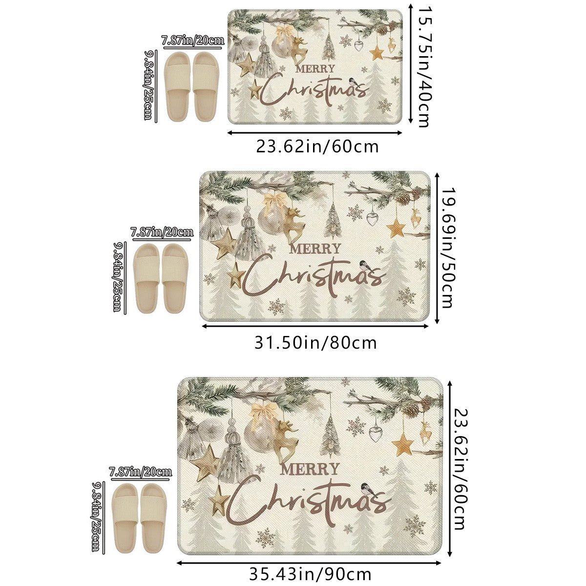 VIKAMA Christmas White Christmas Tree Pattern Rug Bedroom, Living Room, Hallway Entrance Mat Soft Comfortable Rug Home Decor