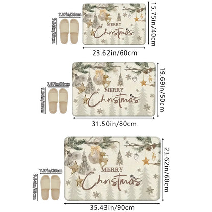 VIKAMA Christmas White Christmas Tree Pattern Rug Bedroom, Living Room, Hallway Entrance Mat Soft Comfortable Rug Home Decor