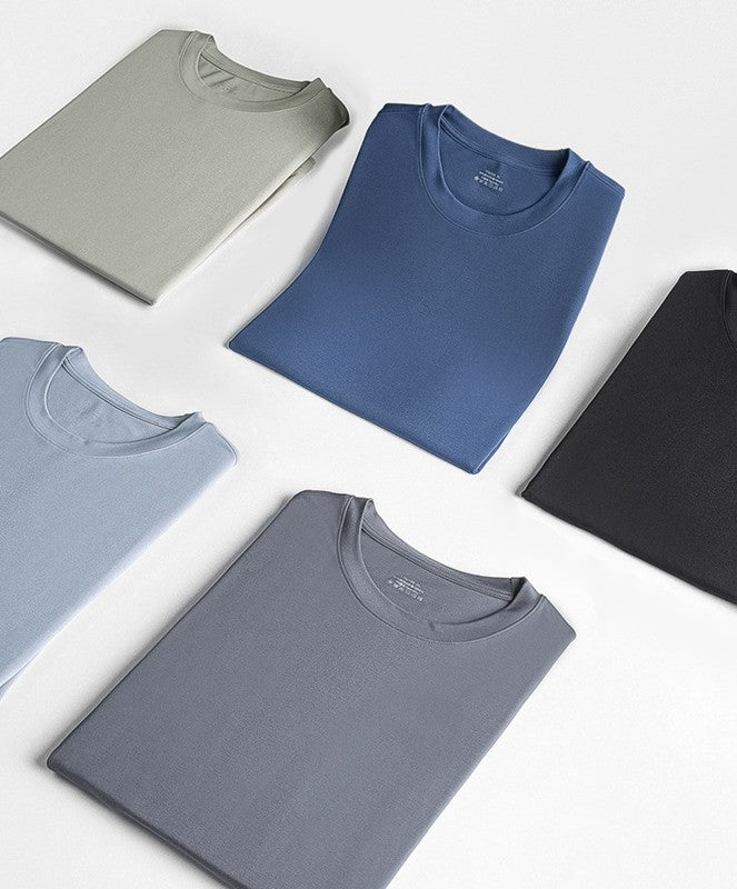 94% Modal 6% Spandex Summer Short Sleeve T-shirt Men Crew Neck Solid Color Casual Underwear Brand High Quality Mens Clothing New