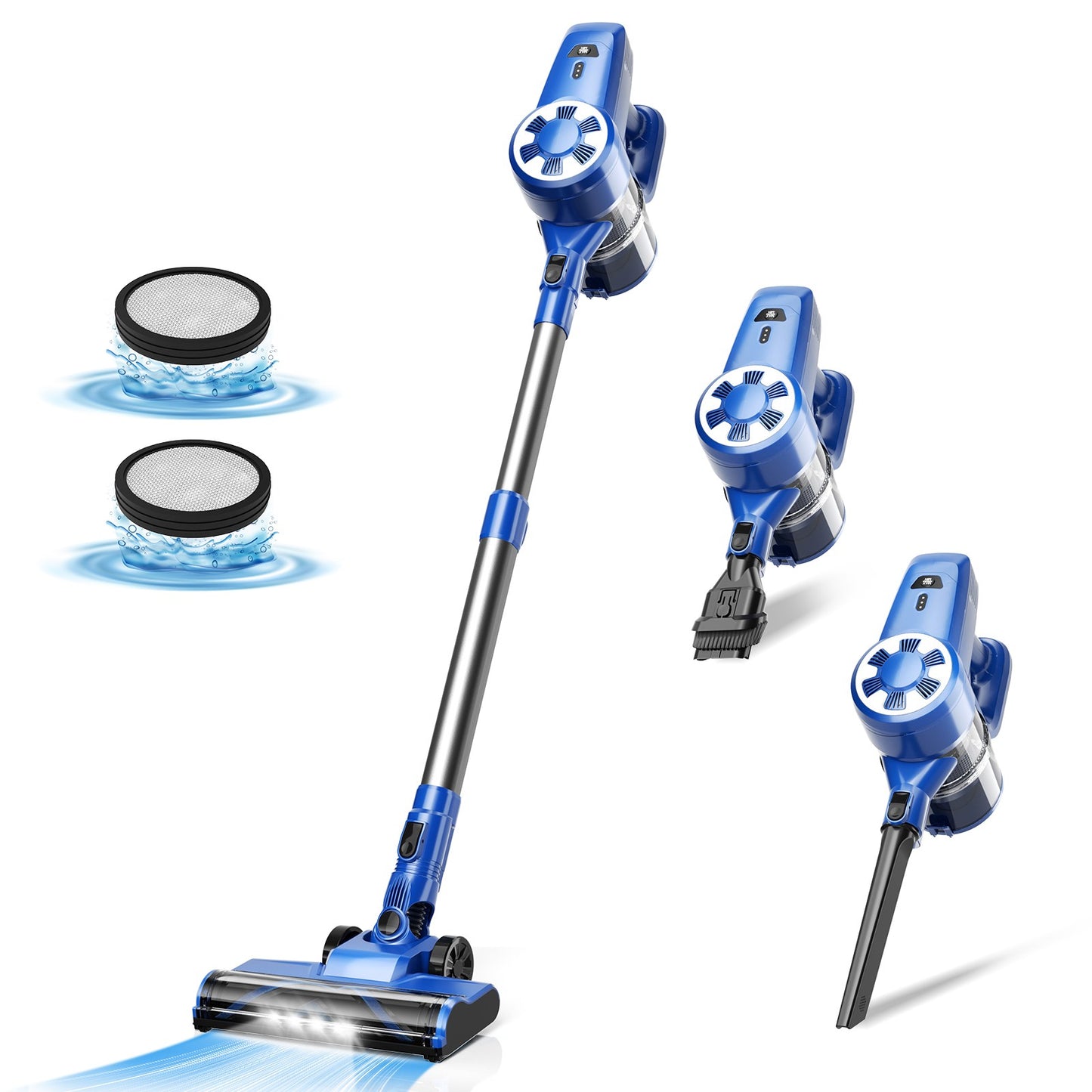 Aspirador de Pó Sem Fio INSE N3S 6 em 1 Recarregável Potente Aspirador Portátil Vertical com Bateria de 2200mAh para Carpete e Piso Duro