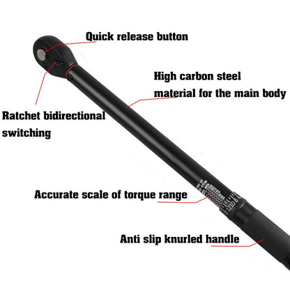Chave de Torque Pré-definida 1/2'' 3/8'' 1/4'' com Encaixe Quadrado para Bicicleta, Catraca de Duas Vias para Carro, Moto e Ferramentas Manuais Automotivas