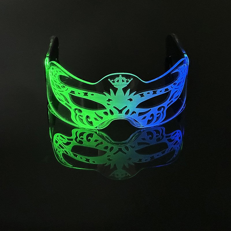 Led Luminous Glasses Bar Masquerade Concert Rave Goggles Rainbow Space Robot Futuristic Led DJ LIGHT Glasses Star Y2k Glasses