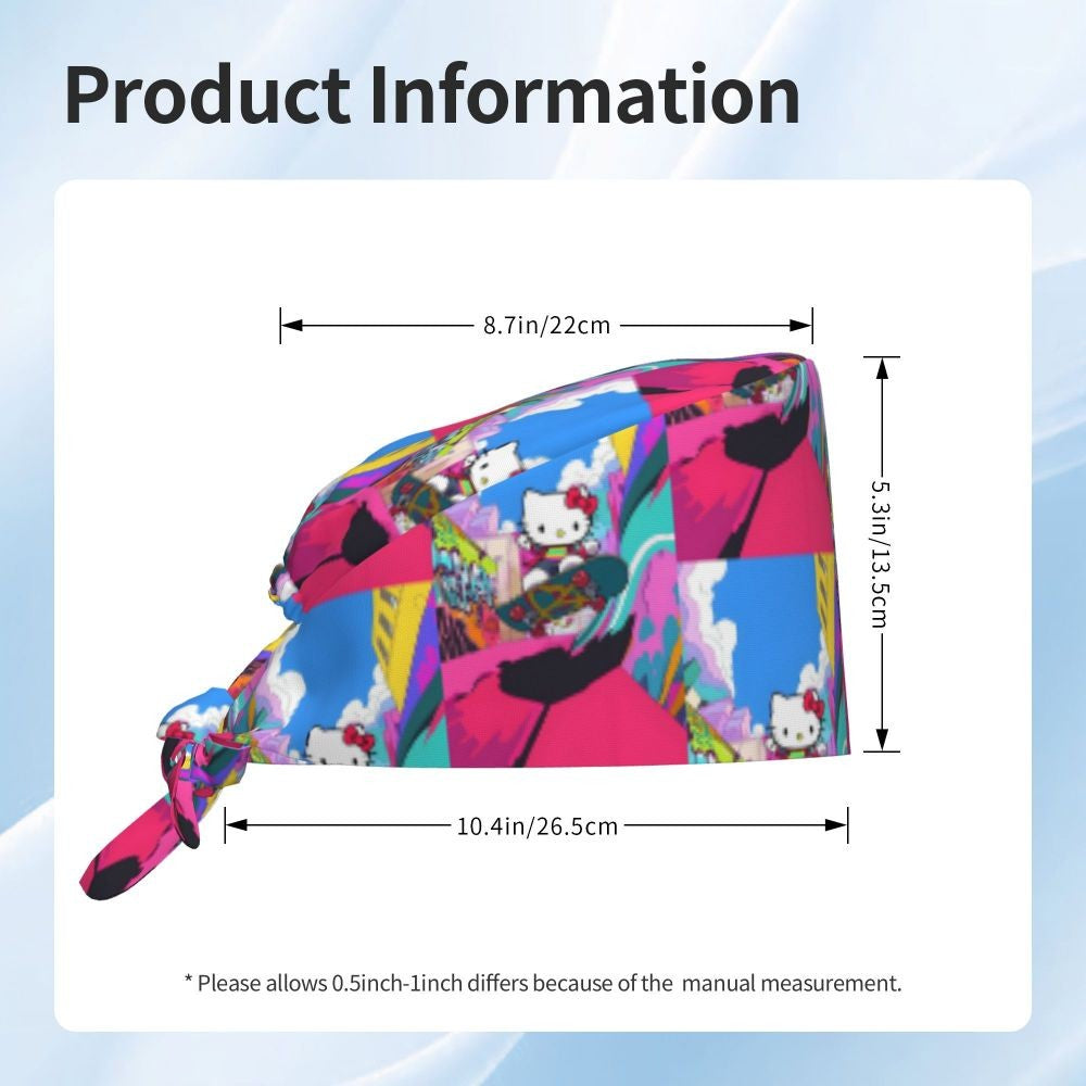 Custom Hello Kitty Medical Staff Scrubs Hat Women Men Cartoon Chara For Chef Hat Scrub Caps
