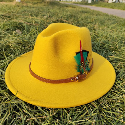 Chapéu Fedora Novo de Camurça 2023 Masculino e Feminino Outono Chapéu Panamá Jazz Estilo Britânico Elegante Retrô Fedora Chapéu de Aba Larga