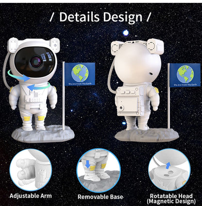 Bluetooth Speakers With Powerful Sound Astronaut Shape Galaxy Star Projector Light Christmas Birthday Gift for Men Women Friend