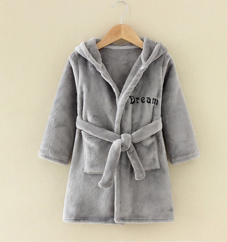 Boy and Girls Flannel Pajamas Robe Autumn and Winter Children Sleepwear Soft Hooded Kids Homewear 2-8 Years