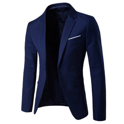 Men's Workwear Blazer Casual Spring Male Pocket Buesiness Slim Fit One Button Closure Uniform ZJFS-02020001