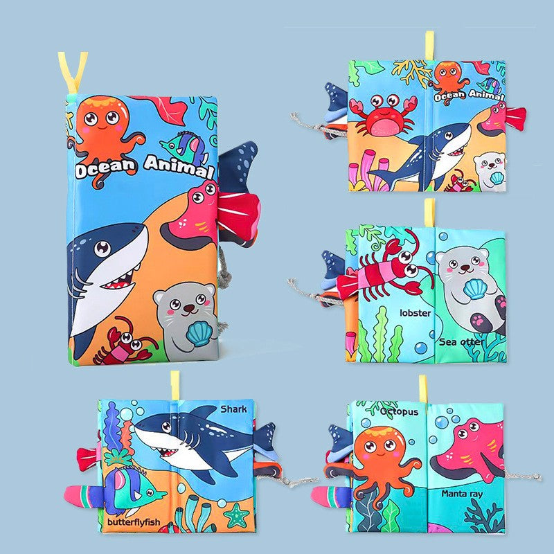 8 Page Tail Cloth Book Touch And Feel Infant Soft Books Cartoon Animals Development Interactive Early Education Toys For Baby