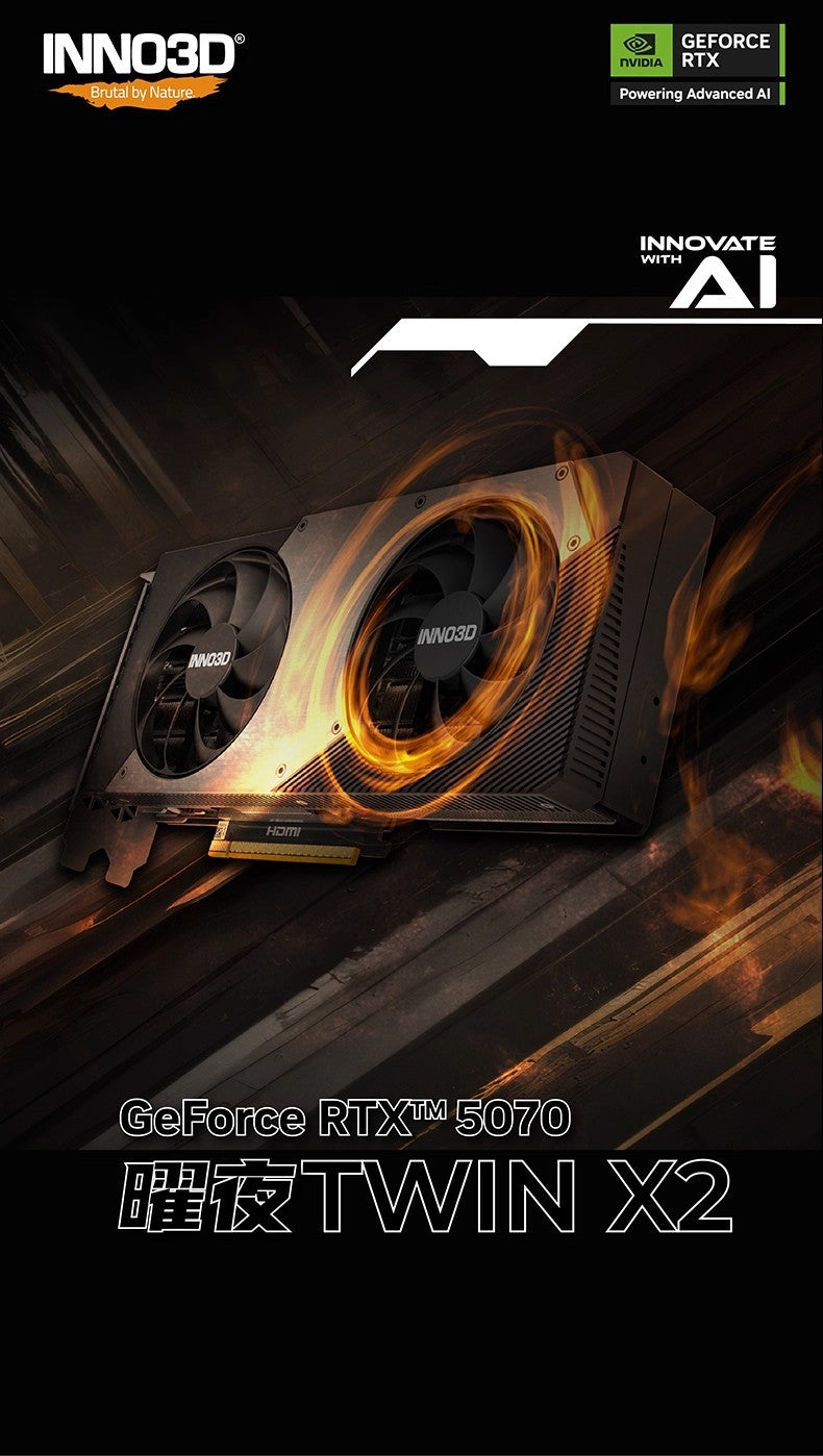 Placa de Vídeo Independente Inno3D RTX 5070 Ti 5070/5070Ti/16G 12G GDDR7 Gaming Esports para Computador de Mesa Montado