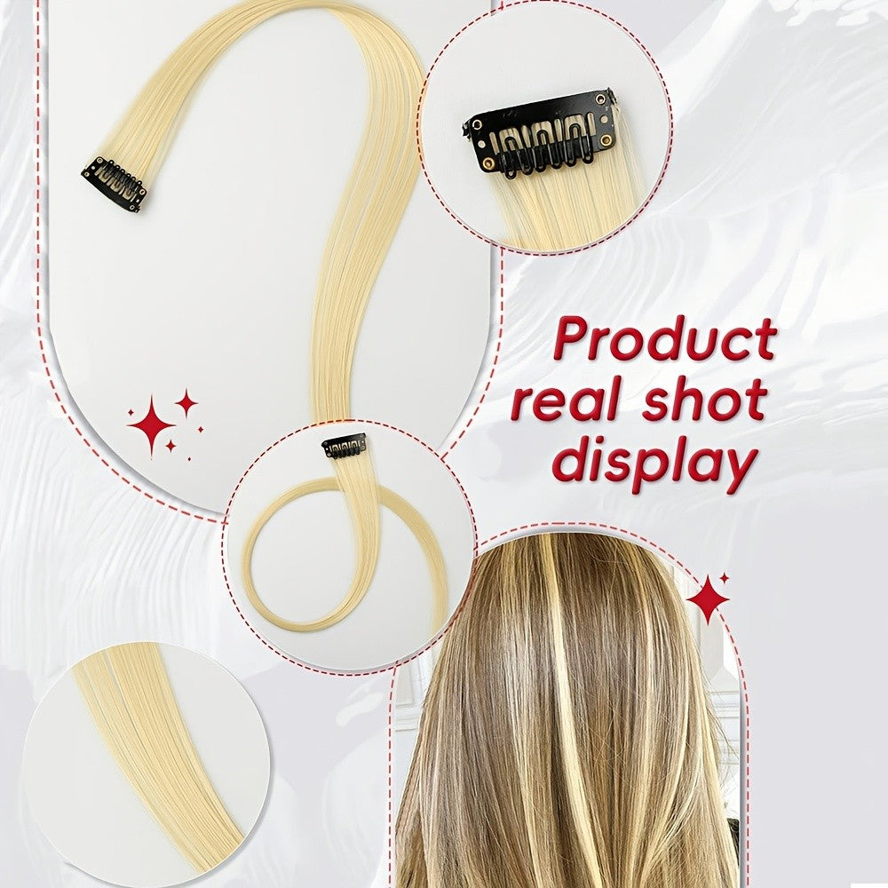 5pcs/Set Long Straight Synthetic Clip-In Hair Extensions for Women Halloween Christmas Party Cosplay