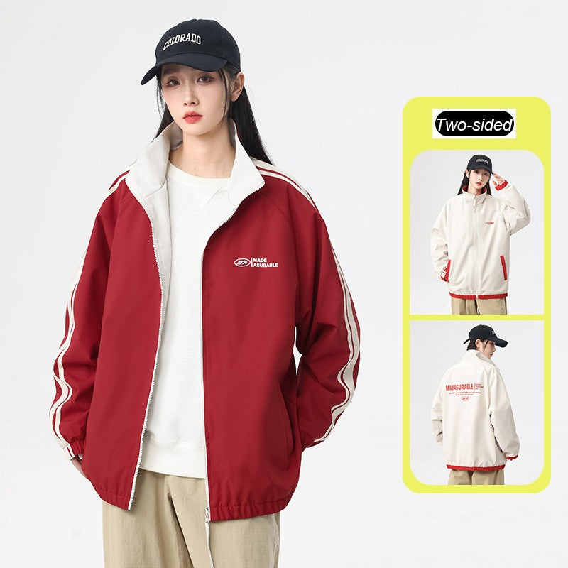 New Jacket Two-sided Long Sleeve Outdoor Men Coats Women Reversible Windproof Coats Splashproof Double-Sided Jackets Couple Top