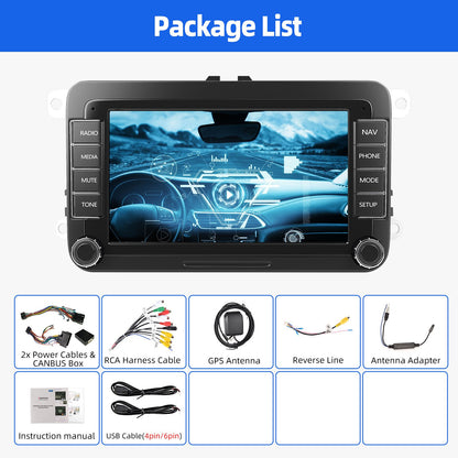 7" Car Stereo Android 14 For VW Volkswagen Jetta Passat Golf MK5 MK6 Apple Carplay GPS Navigation FM Radio WiFi SWC Head Unit BT