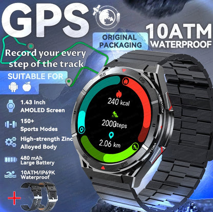 2025 AGPS New Men Smart Watch DIgital Military Sport Electronic Bluetooth 10 ATM Waterproof Diving Original Bracelet