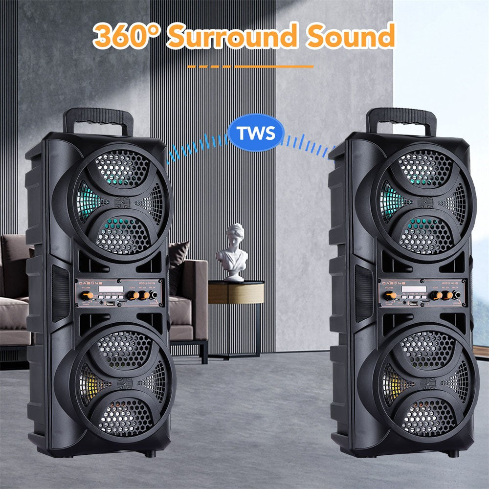 3000W Portable Bluetooth Party Speaker Dual 6.5 inch Subwoofer Rechargeable Heavy Bass Sound System Wireless Speaker