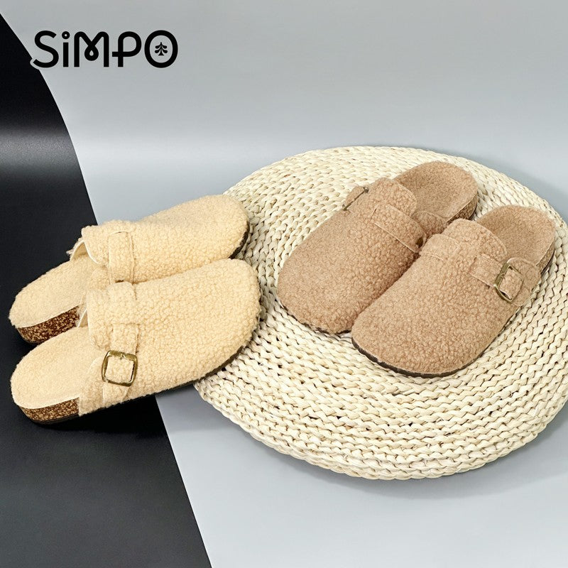 New Fall Winter Women And Men's Slippers With Plush Upper Indoor Outdoor Casual Sandals