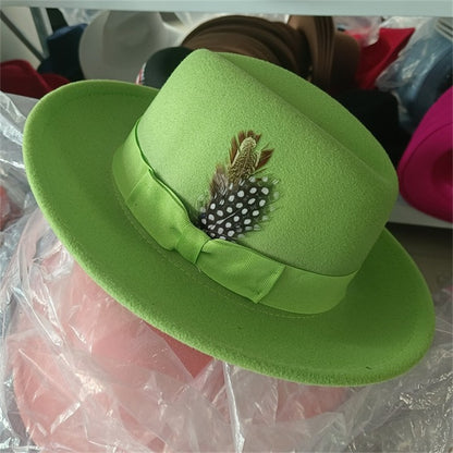 Men's fedora hat Men's and women's universal solid color fedora hat Women's 21 color wide brim jazz hat Autumn and winter Britis