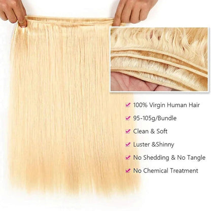 Cabelo Humano Loiro 613 Pacotes Lisos 613 1/3/4 Peças Pacotes 34 36 38 40 Polegadas Grau 12A Extensões de Cabelo Remy Virgem