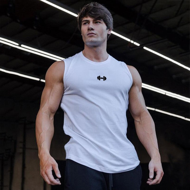 Mens Running Sport Vests Cotton Workout Sleeveless Summer Shirts Gym Bodybuilding Tank Tops Fitness Muscle Breathable Clothing