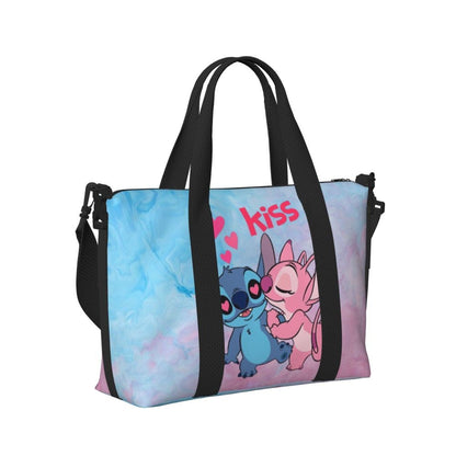 Custom Large SLilo And Stitch Cartoon Tote Bag Women Anime Shopping Shoulder Beach Gym Travel Bag