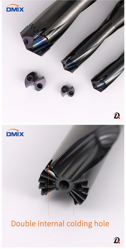 Broca de coroa DMIX de alta velocidade 10-25.8mm 1.5-5D Furação interna de furos indexáveis perfuração interna resfriada Broca dente-de-sabre Substitui broca tipo U