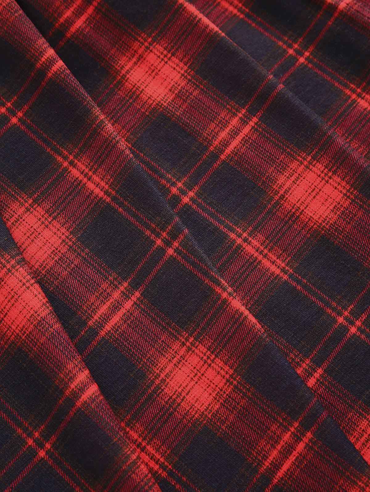 ROSEAGL Plus Size Plaid Patchwork Grommets PU Leather Stripes Asymmetrical Skirt Female Casual Large Size Women Y2K Skirts