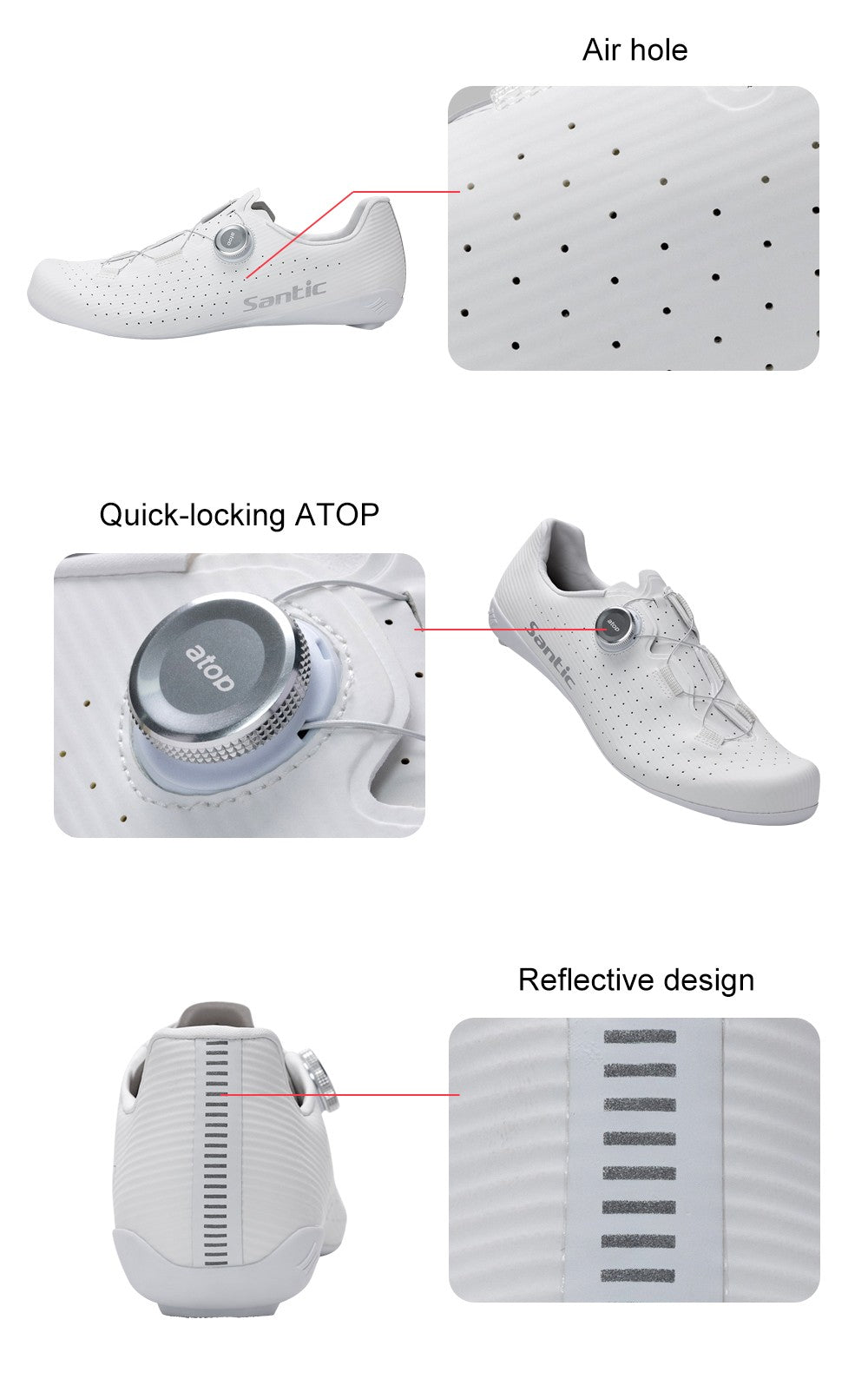 Santic Carbon Fiber Cycling Shoes Outdoor Wear Resistant Road Riding Sneakers Unisex Men Women Adjustable Pro Racing Bicyle Shoe