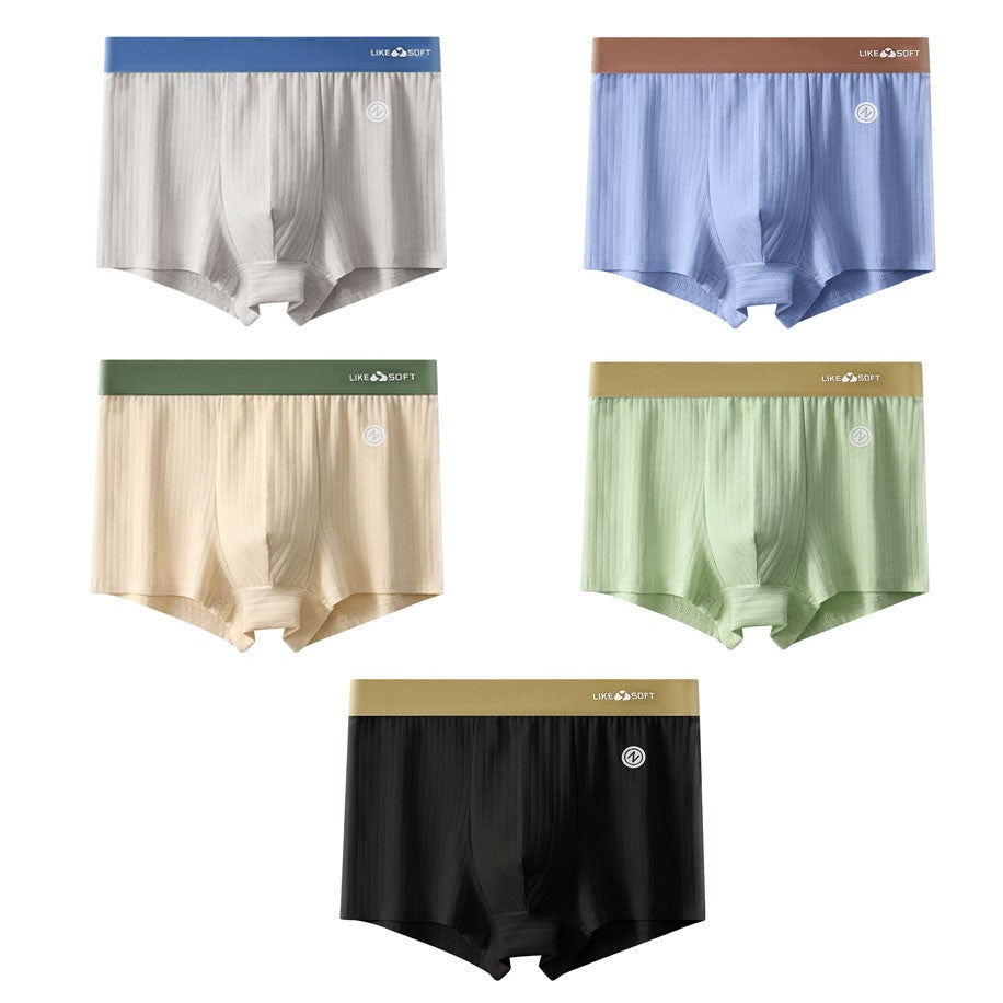 5PCS Men Striped Boxer Underwear Sexy Underpants Male Homme U Convex Shorts Lingerie Boxershorts Men Boxers Panties XL-3XL