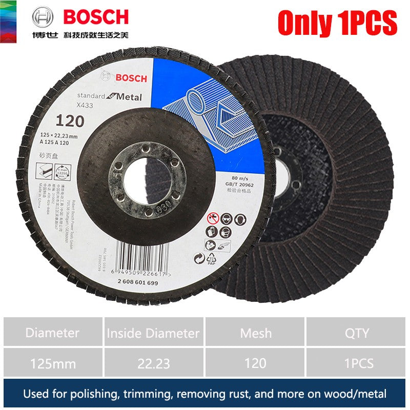 Disco de Polimento BOSCH 125MM Para Madeira/Metal Ferramentas Acessórios para Esmerilhadeira Remoção de Tinta Ferrugem 1 UNIDADE