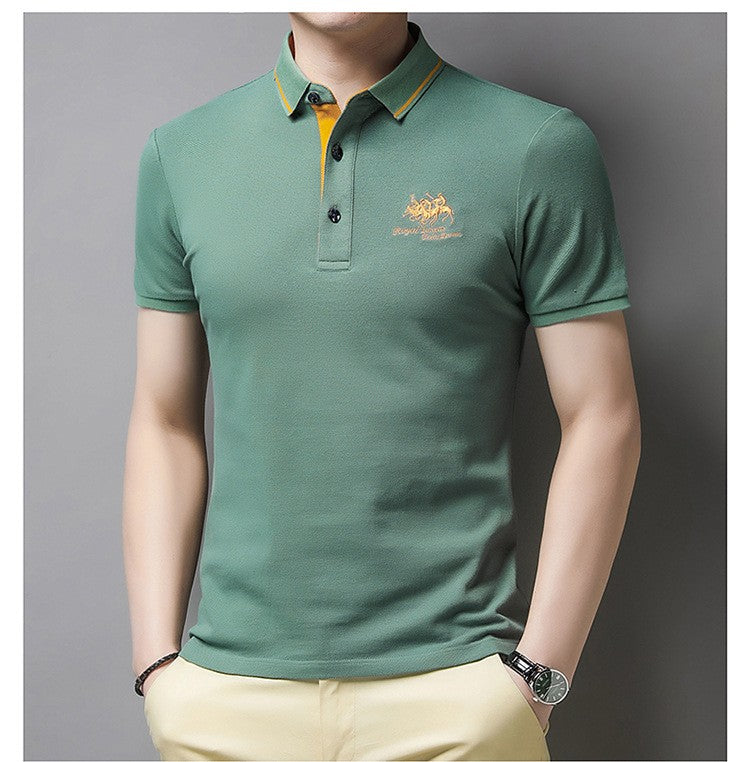 New Summer Embroidered Pure Cotton Men's Luxury Polo Shirt Top Casual Short Sleeved Fashionable Wrinkle Resistant Men's T-shirt