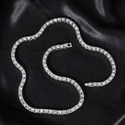 Corrente de Tênis Hip Hop 5MM, Pulseira e Colar Iced Out, Masculino, Moda Prata, Correntes de Tênis, Feminino, Gargantilha 20 polegadas, Presente Punk
