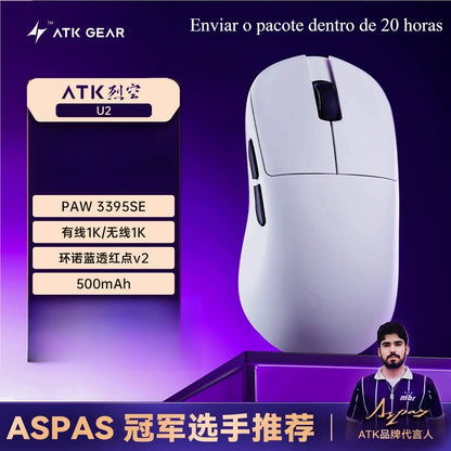 Novo Mouse Gamer Sem Fio BlazingSky U2 ATK 3 modos PAW 3950 Ultra Duplo 8k 44g Leve Mouse E-sports Acessório Customizável para PC
