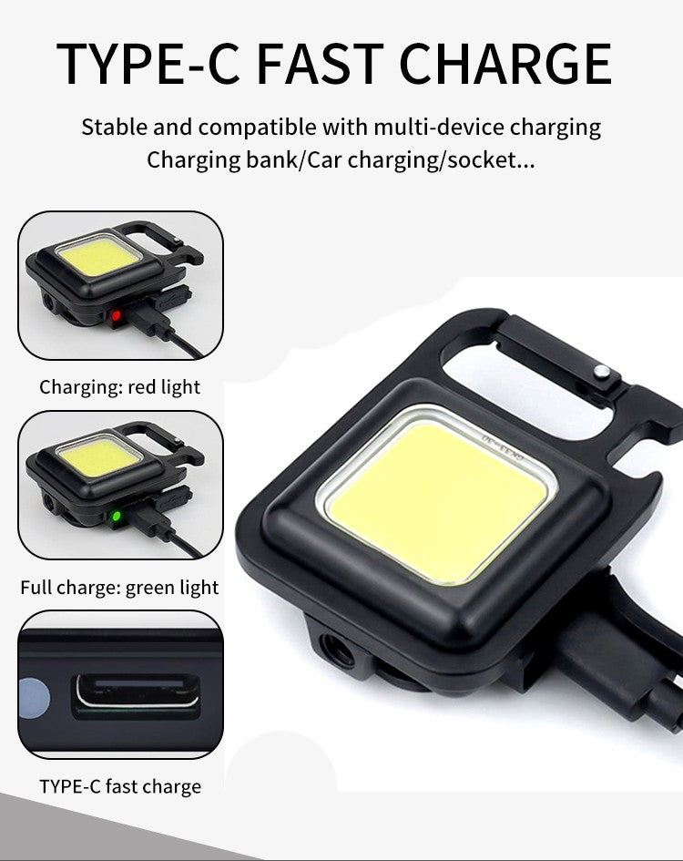 Mini LED Flashlight Keychain Multifunctional Portable COB Camping Lamps USB Charging Work Lights Outdoor Pocket Lamp With Magnet