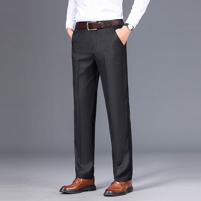 Top Quality 100% Cotton New Brand Casual Fashion Business Straight Long Dress Pants High Waist Trousers Men's Clothing