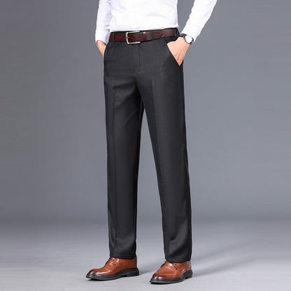 Top Quality 100% Cotton New Brand Casual Fashion Business Straight Long Dress Pants High Waist Trousers Men's Clothing