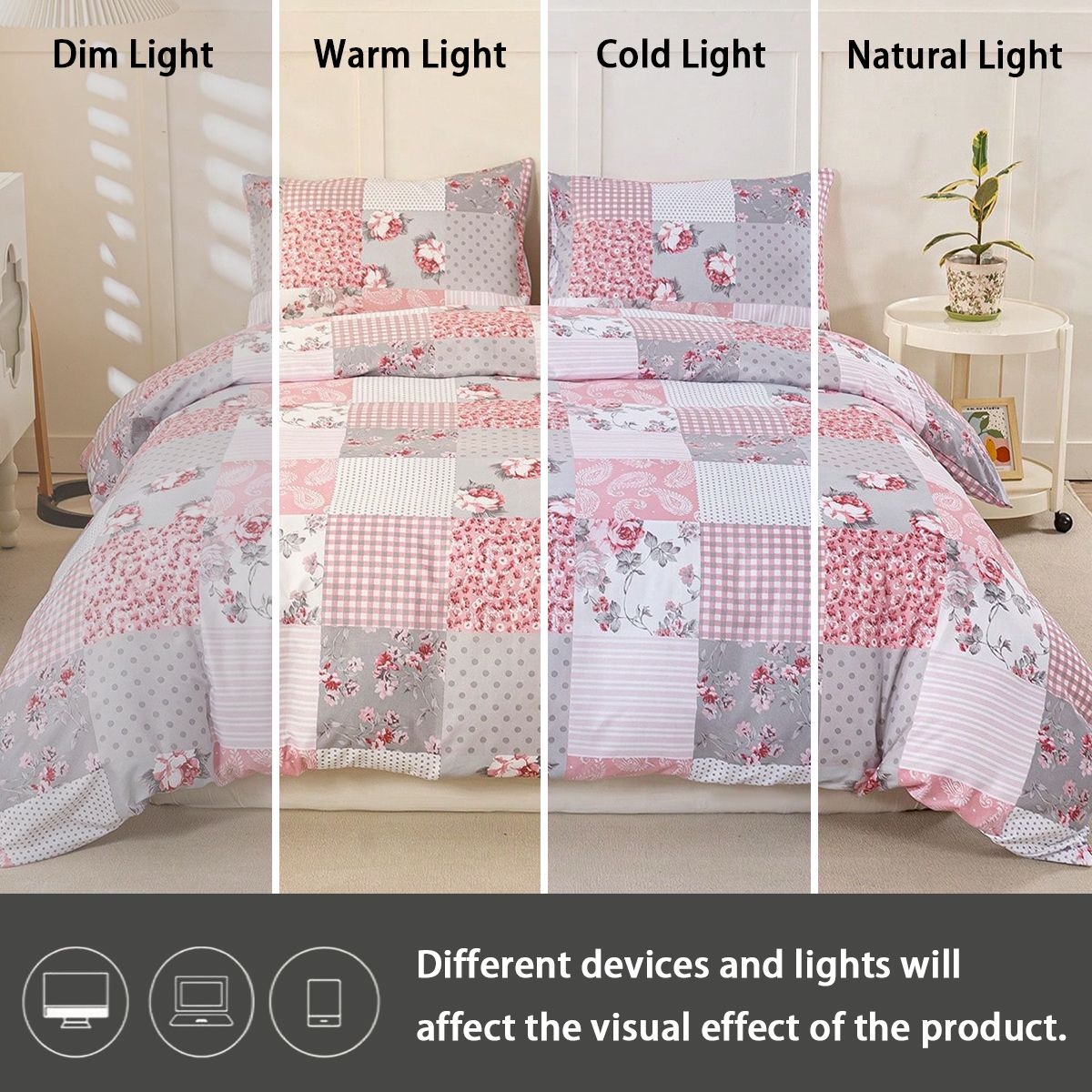 3pcs Splicing floral Pattern Duvet Cover Set, Soft Skin-Friendly Bedding Set Includes 1 Duvet Cover And 2 Pillowcases
