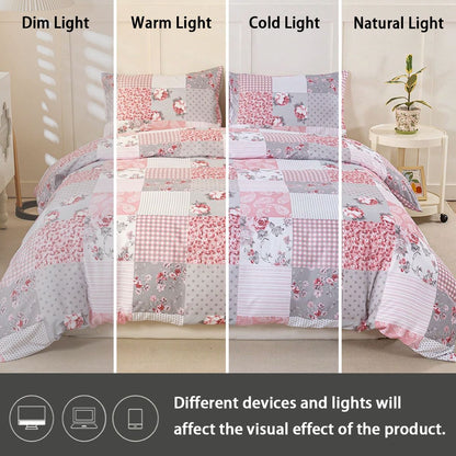 3pcs Splicing floral Pattern Duvet Cover Set, Soft Skin-Friendly Bedding Set Includes 1 Duvet Cover And 2 Pillowcases