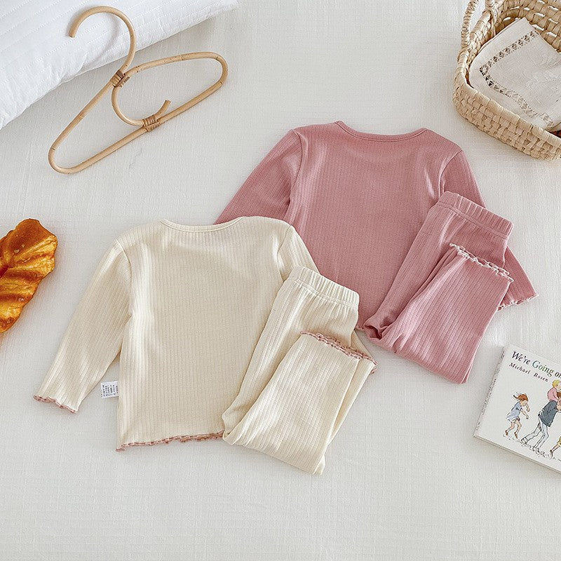 Cute Lovely Girls 2025 Autumn Pajama Set Korean Style Homewear 2 Piece Outfit Warm Long Sleeve Kids Sleepwear