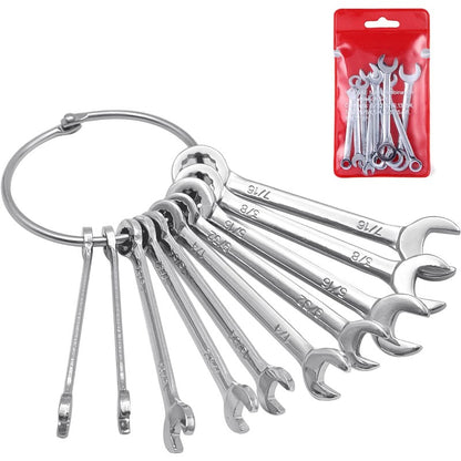 10pcs Without Ring Mini Wrenches Set Portable Key Ring Spanner Explosion-proof Pocket British/Metric Type