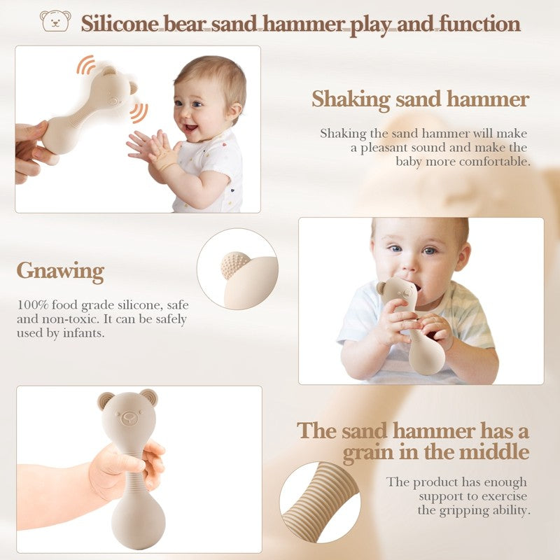 Silicone Baby Rattle Toy Food-grade Baby Teething Tape The Cartoon Bear Shakes The Music Toy Babies' Sensory Touch Toy Baby Gift