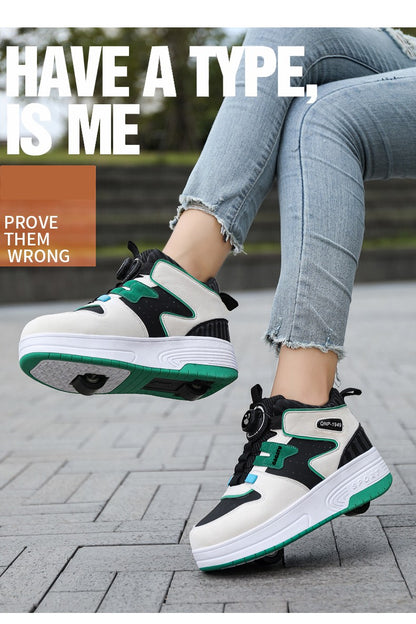 Children Junior Roller Skate Shoes Kids Sneakers with Two Boys Girls Wheels Shoes Running Adult Casual Boys Shoes size 31-42